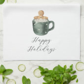 prettige feestdagen  warme chocolade theedoek (Gevouwen)