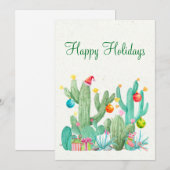Prettige Feestdagen Watercolor Cactus Woestijn Zui Feestdagenkaart (Voorkant / Achterkant)