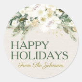 Prettige feestdagen Waterverf Aangepaste naam Ronde Sticker (Voorkant)