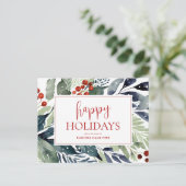 Prettige feestdagen Waterverf Bloemenbedrijf (Staand voorkant)