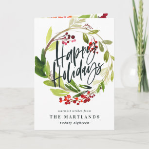 Prettige feestdagen waterverf bloemenfoto Vakantie Kaart