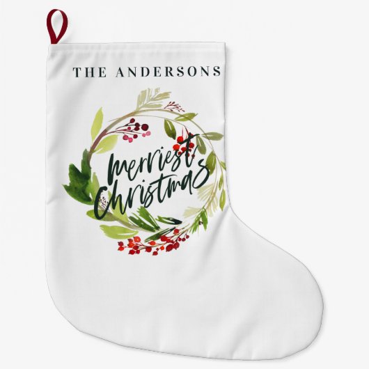 Prettige feestdagen waterverf bloemenvakantie Groo Grote Kerstsok (Voorkant)