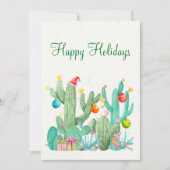 Prettige Feestdagen Waterverf Cactus Woestijn Zuid Feestdagenkaart (Voorkant)
