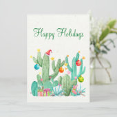 Prettige Feestdagen Waterverf Cactus Woestijn Zuid Feestdagenkaart (Staand voorkant)