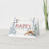 prettige feestdagen waterverf corporate kersthert bedankkaart (Voorkant)