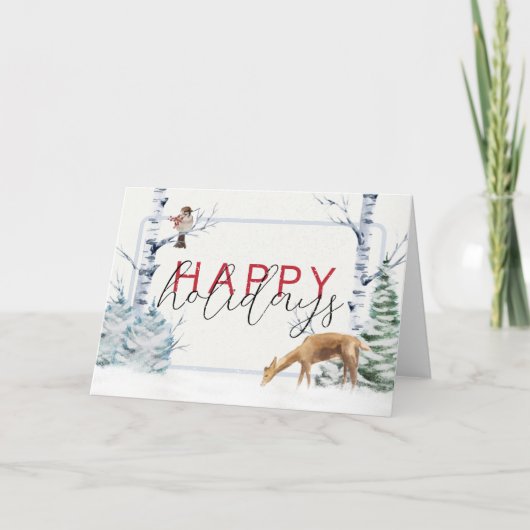 prettige feestdagen waterverf corporate kersthert bedankkaart (Voorkant)