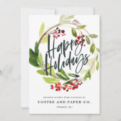 prettige feestdagen waterverf floral corporate feestdagenkaart (Voorkant)