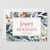 Prettige feestdagen Waterverf Floral Feestdagenkaart (Voorkant)