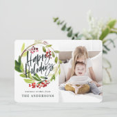 Prettige feestdagen waterverf foto feestdagenkaart (Staand voorkant)