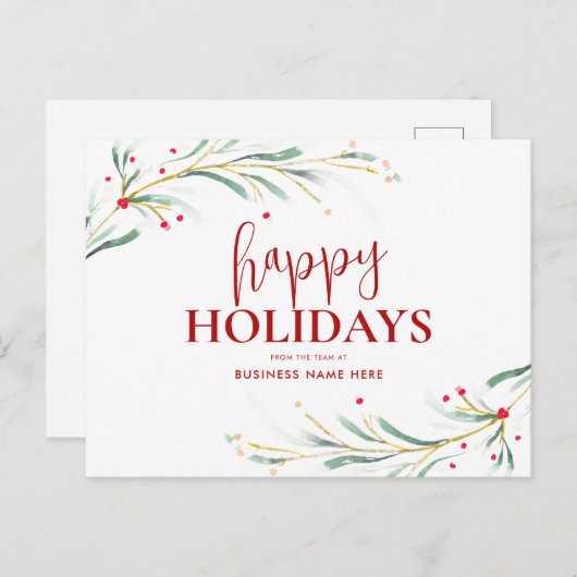 Prettige feestdagen Waterverf Green Business (Voorkant / Achterkant)