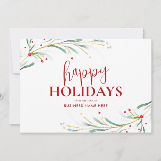 Prettige feestdagen Waterverf Green Business Feestdagenkaart (Voorkant)