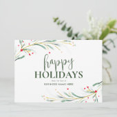 Prettige feestdagen Waterverf Green Business Feestdagenkaart (Staand voorkant)