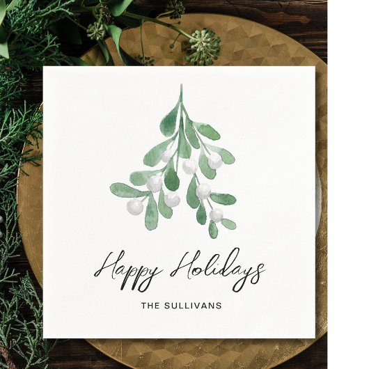 Prettige feestdagen Waterverf groen Servet