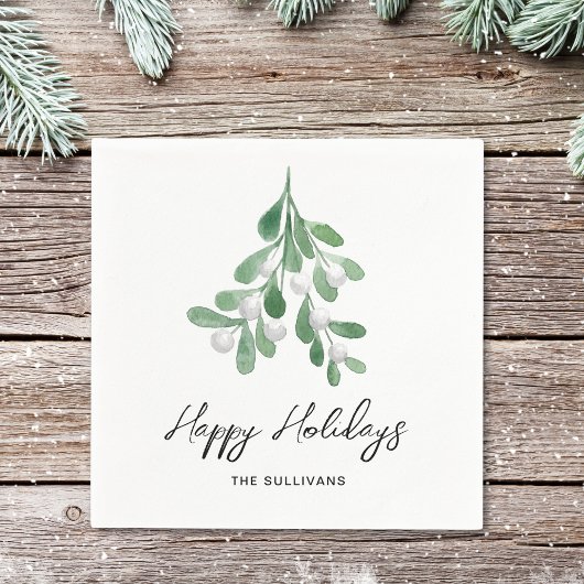 Prettige feestdagen Waterverf groen Servet