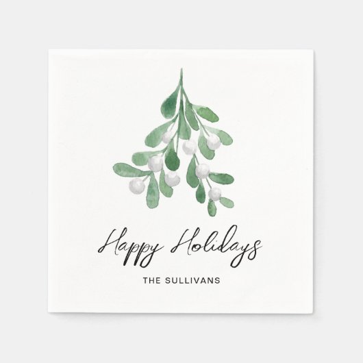 Prettige feestdagen Waterverf groen Servet (Voorkant)