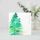 Prettige feestdagen Waterverf Groene dennenboom Feestdagenkaart (Staand voorkant)