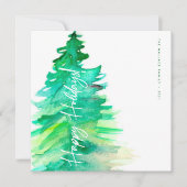 Prettige feestdagen Waterverf Groene dennenboom Feestdagenkaart (Voorkant)