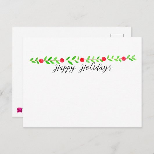 prettige feestdagen, waterverf kerstbanner briefkaart (Voorkant / Achterkant)