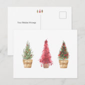 prettige feestdagen Waterverf kerstbomen Briefkaart (Voorkant / Achterkant)