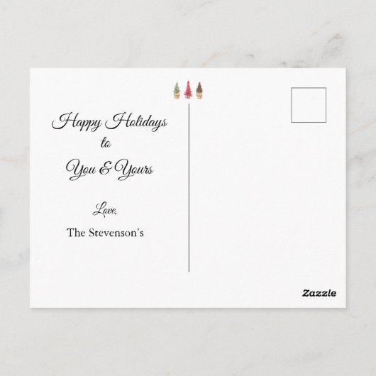 prettige feestdagen Waterverf kerstbomen Briefkaart (Achterkant)