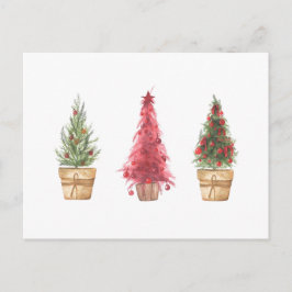 prettige feestdagen Waterverf kerstbomen Briefkaart