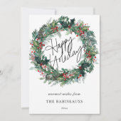 Prettige feestdagen Waterverf Kerstkrans Feestdagenkaart (Voorkant)