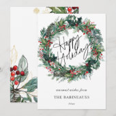 Prettige feestdagen Waterverf Kerstkrans Feestdagenkaart (Voorkant / Achterkant)