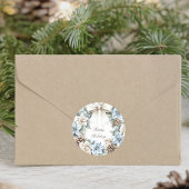 Prettige feestdagen Waterverf Kerstkrans Ronde Sticker