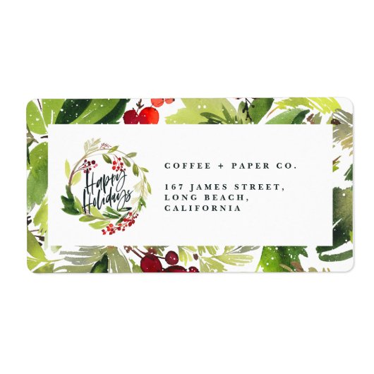 prettige feestdagen waterverf kerstmis etiket (Voorkant)