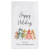 prettige feestdagen Waterverf kerstmis pine Klein Cadeauzakje (Achterkant)