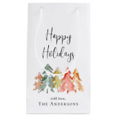 prettige feestdagen Waterverf kerstmis pine Klein Cadeauzakje (Voorkant)