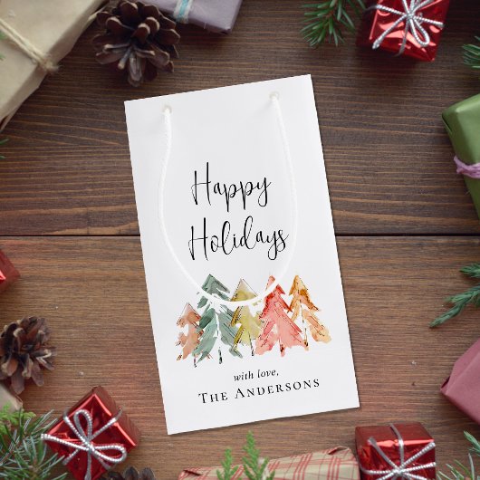 prettige feestdagen Waterverf kerstmis pine Klein Cadeauzakje