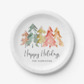 prettige feestdagen Waterverf kerstmis pine Papieren Bordje (Voorkant)