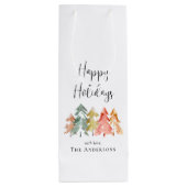 prettige feestdagen Waterverf kerstmis pine Wijn Cadeautas (Achterkant)