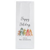 prettige feestdagen Waterverf kerstmis pine Wijn Cadeautas (Voorkant)