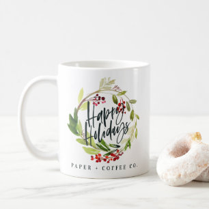 prettige feestdagen waterverf klantencadeau koffiemok