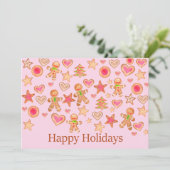 prettige feestdagen waterverf koekjes in brood kaart (Staand voorkant)