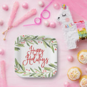 Prettige feestdagen Waterverf krans kerstdiner Papieren Bordje (Feest)