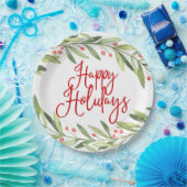 Prettige feestdagen Waterverf krans kerstdiner Papieren Bordje (Feest)