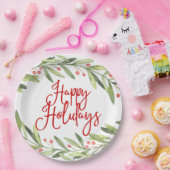 Prettige feestdagen Waterverf krans kerstdiner Papieren Bordje (Feest)