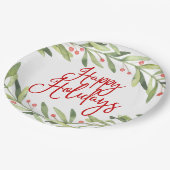Prettige feestdagen Waterverf krans kerstdiner Papieren Bordje (Gekanteld)
