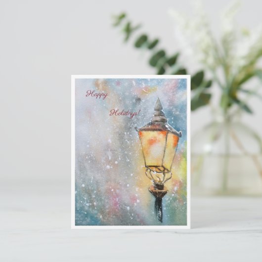 Prettige feestdagen Waterverf Lantaarn Feestdagenkaart (Staand voorkant)