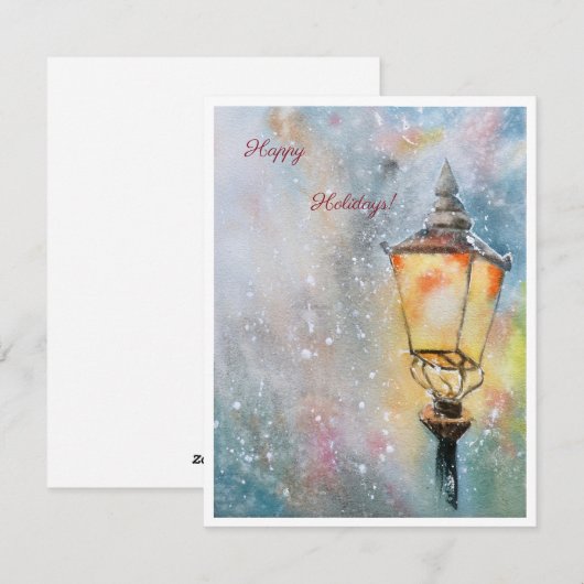 Prettige feestdagen Waterverf Lantaarn Feestdagenkaart (Voorkant / Achterkant)