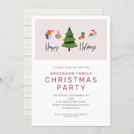 Prettige feestdagen Waterverf Leuk kerstfeest Kaart