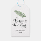 prettige feestdagen Waterverf modern vakantiescrip Cadeaulabel (Achterkant)