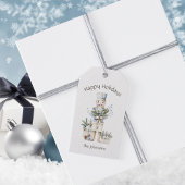 Prettige feestdagen Waterverf notenkraker familien Cadeaulabel