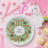 prettige feestdagen Waterverf Pine Cone Wreator Papieren Bordje (Feest)