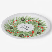prettige feestdagen Waterverf Pine Cone Wreator Papieren Bordje (Gekanteld)