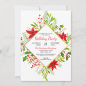 Prettige feestdagen Waterverf Poinsettia | Kerstmi Kaart (Voorkant)