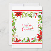 Prettige feestdagen Waterverf Poinsettia | Kerstmi Kaart (Achterkant)